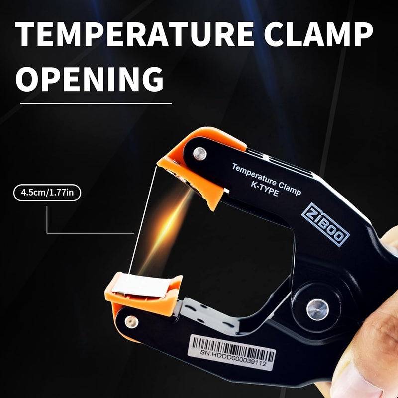 ZIBOO ATTPC3 Pipe Clamp K-Type Thermocouple Adapter,Pipe Temperature Clamp for HVAC/Multimeter, Temperature Sensor Probes Measures -40~392℉(-40~200℃) Compatible with Klein Tools - Image 3
